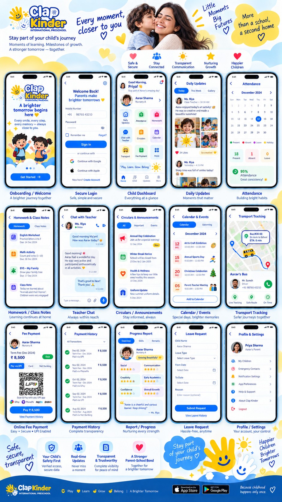 CLAP Kinder Parent App concept